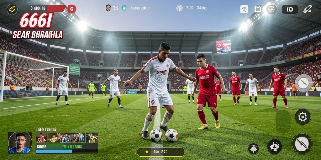 Tampilan gameplay seru di 666I dengan aksi penuh sepak bola.