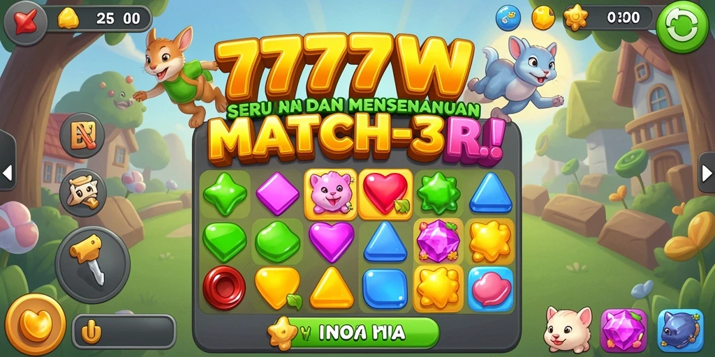 Tampilan gameplay menarik dari 7777W, permainan Match-3 seru.