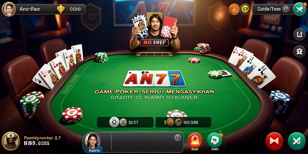 Tampilan utama AN777 dengan gameplay Poker yang seru.