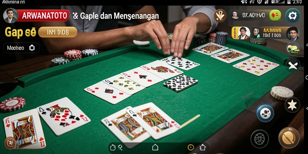 Tampilan gameplay Gaple yang seru dan interaktif di ARWANATOTO.