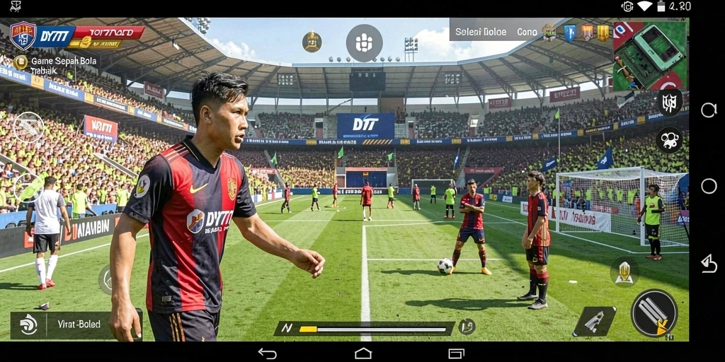 Gameplay DY777 yang mendebarkan dengan aksi sepak bola seru.