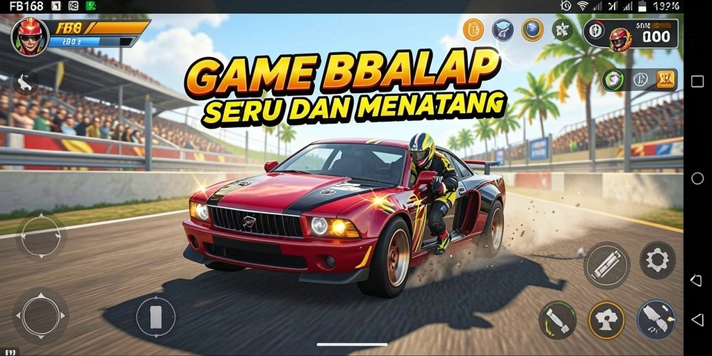 Tampilan gameplay menarik dari FB168 dengan mobil balap yang beraksi.