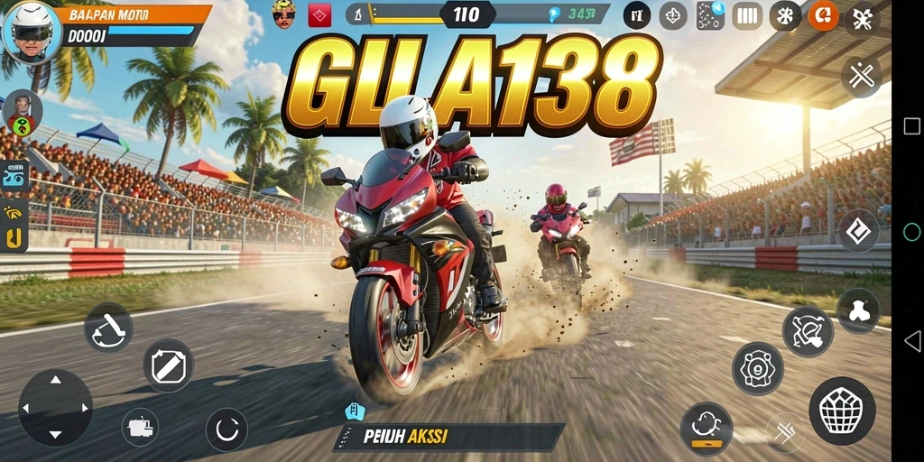 Gameplay mendebarkan di lintasan balap motor.