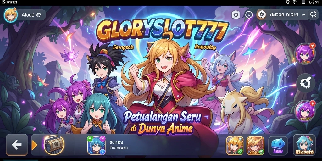 Screenshot utama gameplay dalam GLORYSLOT777 yang menampilkan petualangan Anime.