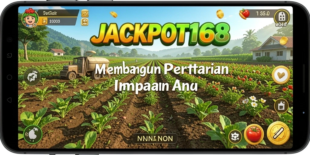 Tangkapan layar JACKPOT168 menampilkan aktivitas bertani yang seru dan interaksi sosial menarik.
