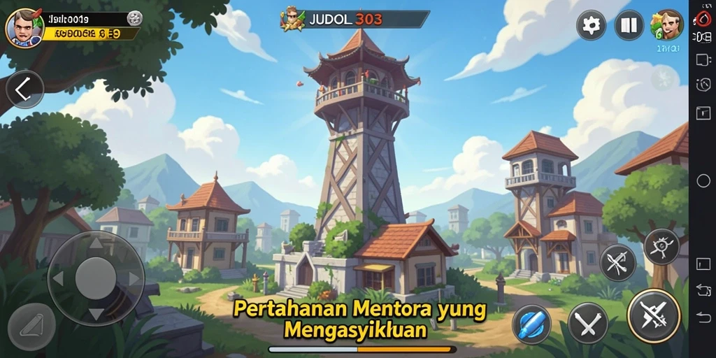 Tampilan seru gameplay Tower Defense di JUDOL303.