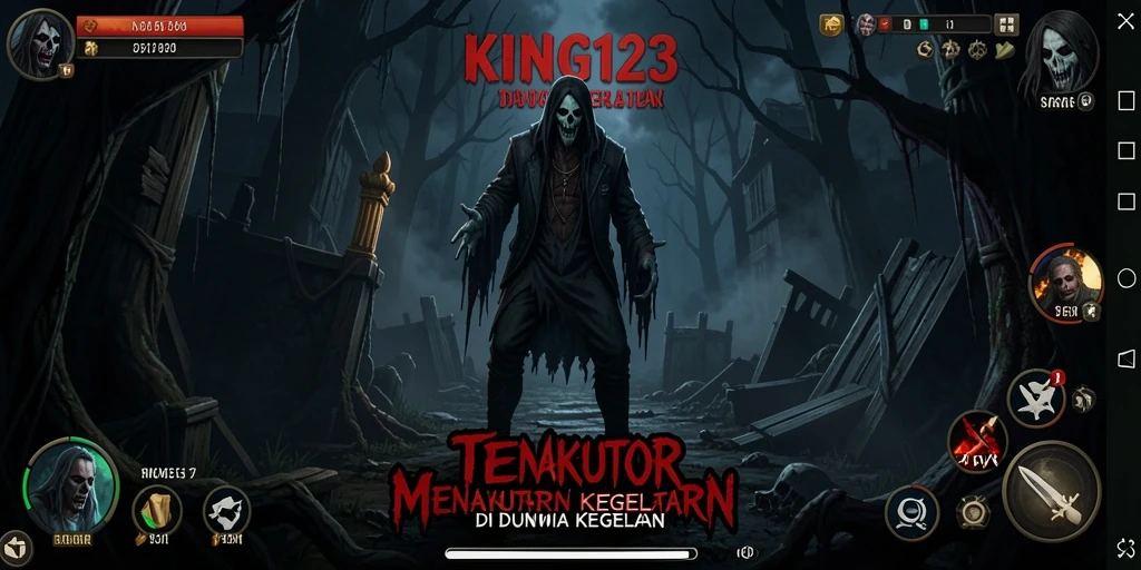 Tangkapan layar KING123 menampilkan gameplay menyeramkan yang intens.