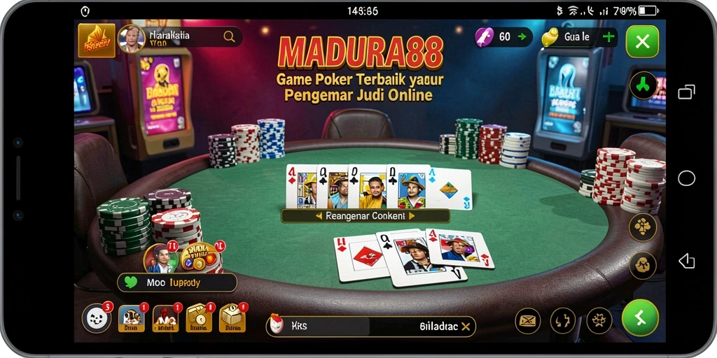Tampilan gameplay Poker yang seru dan menarik di MADURA88.