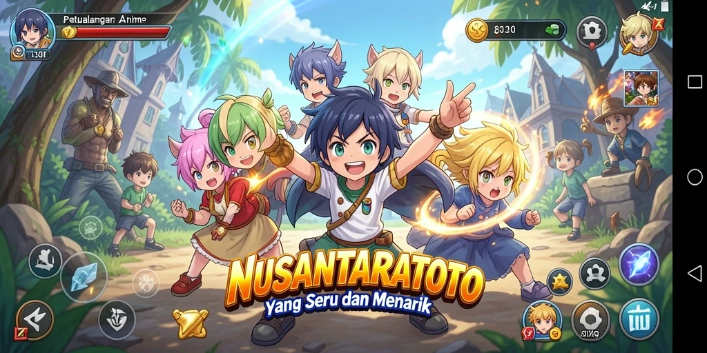Screenshot gameplay NUSANTARATOTO yang menampilkan karakter anime dan pertarungan yang menarik.