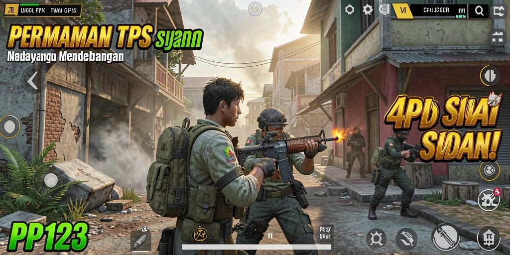 Screenshot gameplay PP123 yang menampilkan aksi seru dalam pertempuran TPS.