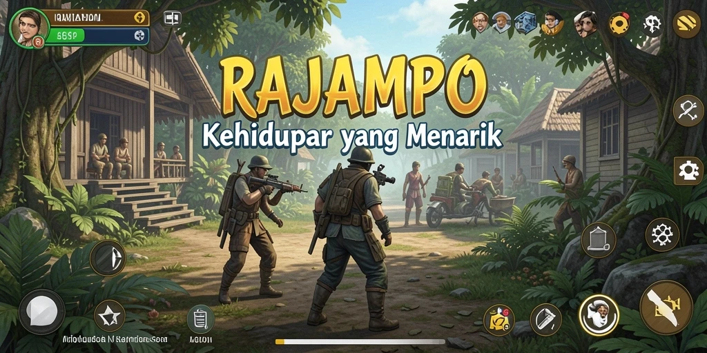 Tampilan gameplay RAJAMPO yang menampilkan interaksi karakter.