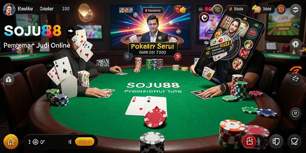 Tampilan seru gameplay Poker di SOJU88.