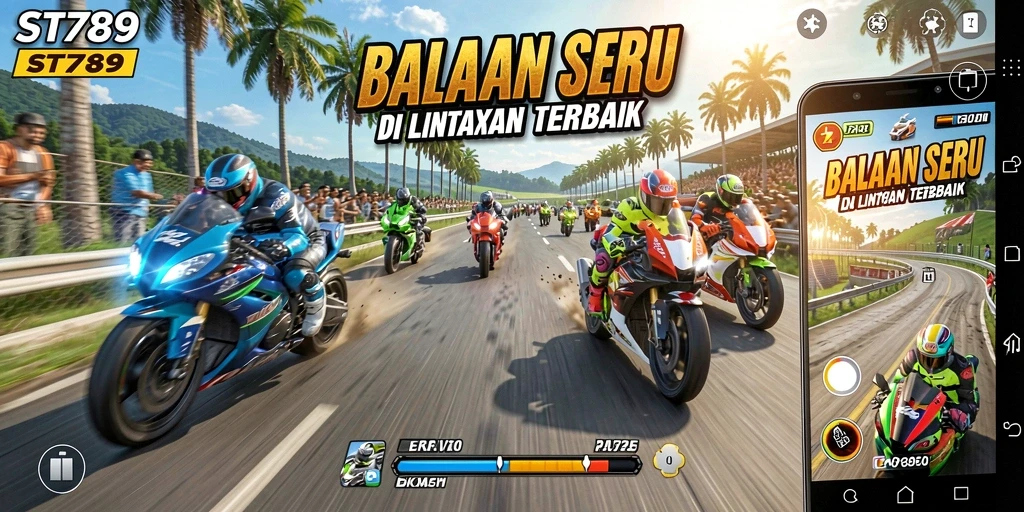 Tampilan menarik dari gameplay balap yang mendebarkan di ST789.