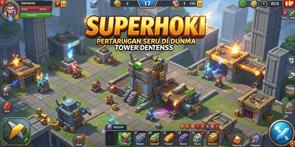 Gameplay seru di SUPERHOKI dengan pertarungan Tower Defense.