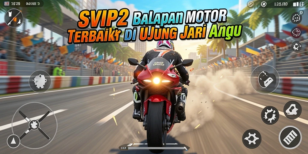 Screenshot gameplay SVIP2 menampilkan balapan yang menegangkan dan mendebarkan.
