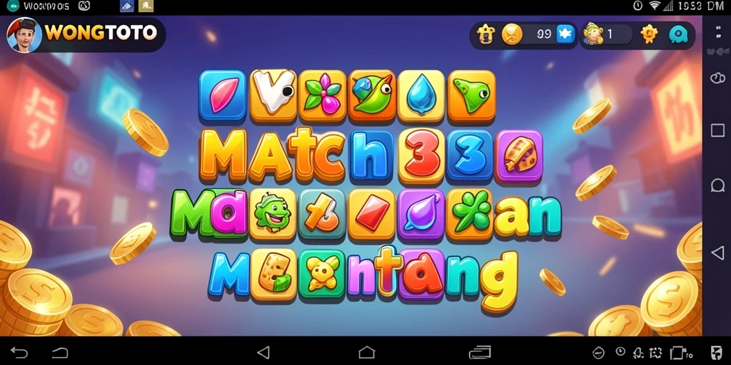 Tampilan gameplay WONGTOTO dengan objek berwarna-warni.